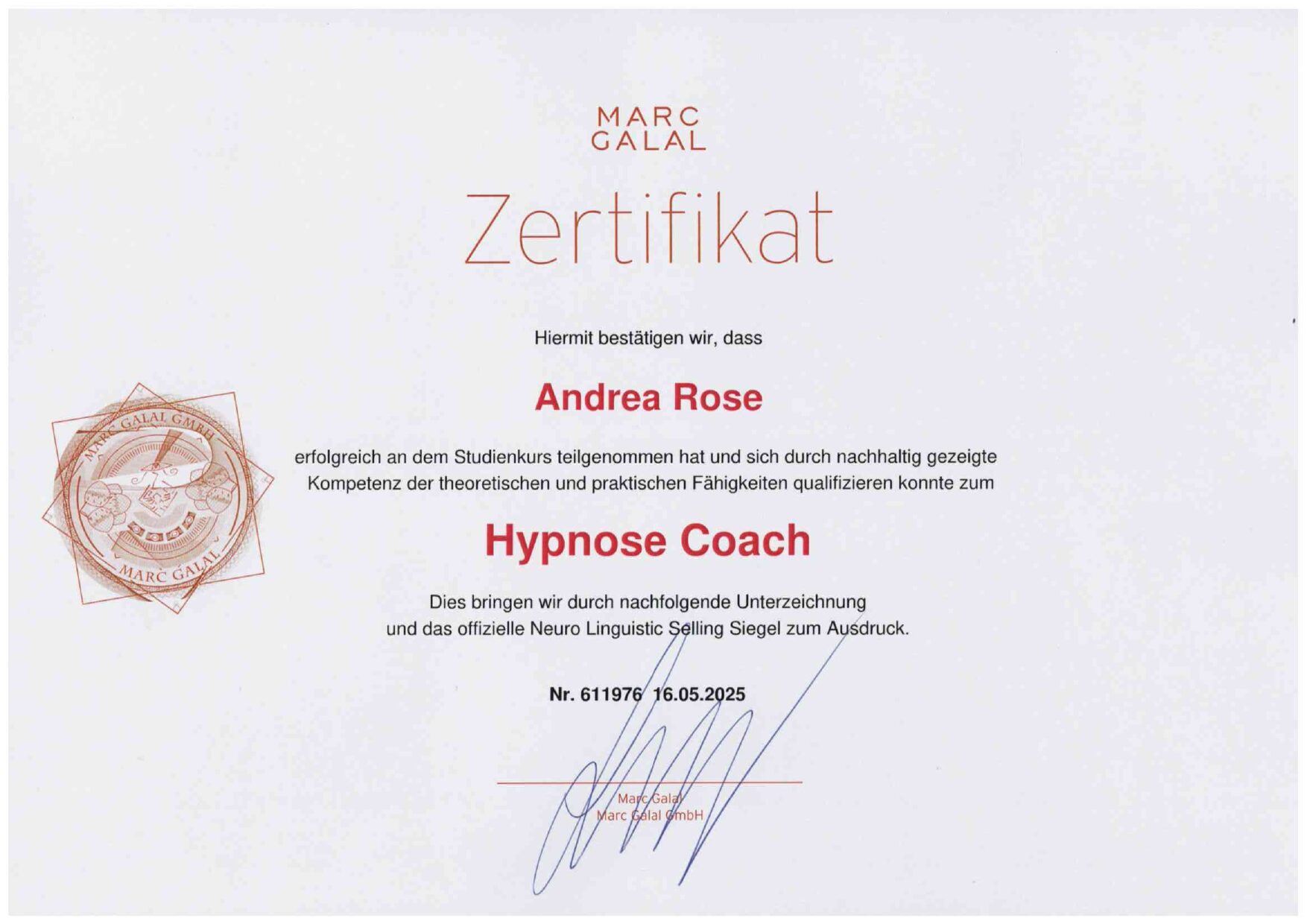 NLP-Coaching für Frauen in Werder Zertifikat